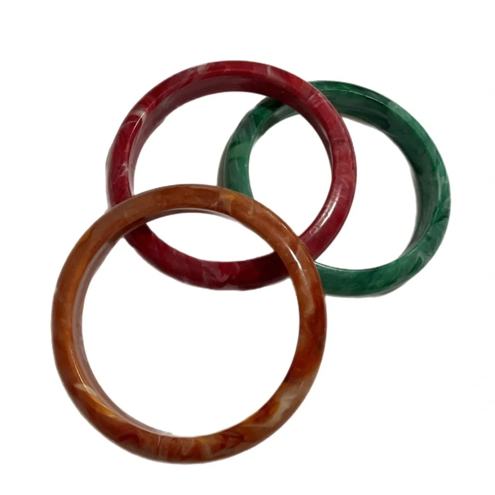 3 Vintage Marbled Bangle Bracelets - Picture 2 of 7
